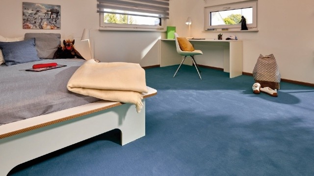 Vorwerk Passion 1000 Modena Teppichboden 5m COC-Velours getuftet 3H91 Hellblau 2 3H91 MODENA Raum 1
